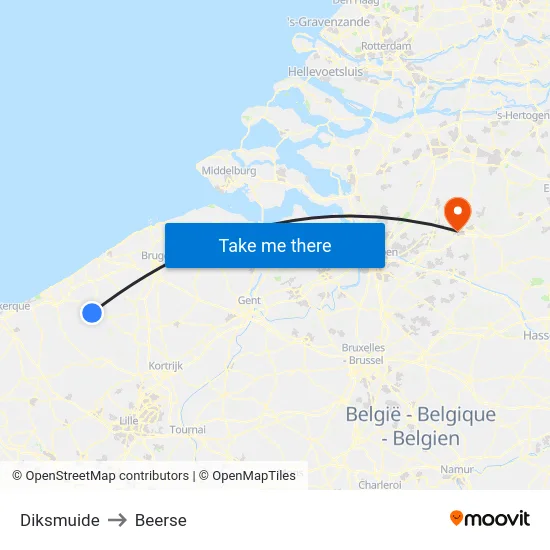 Diksmuide to Beerse map