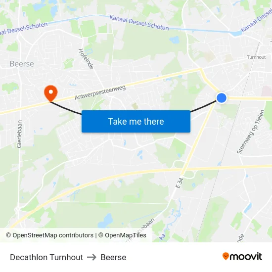 Decathlon Turnhout to Beerse map