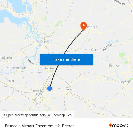 Brussels Airport-Zaventem to Beerse map