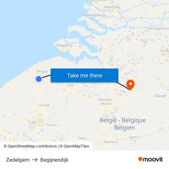 Zedelgem to Begijnendijk map