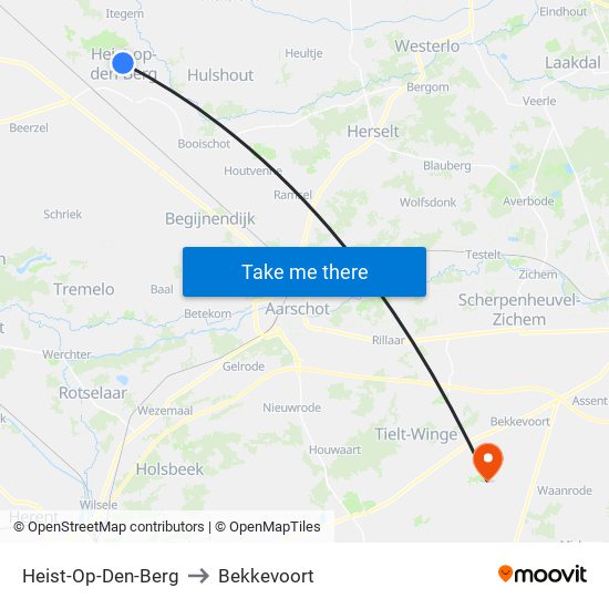 Heist-Op-Den-Berg to Bekkevoort map