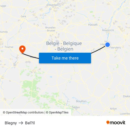 Blegny to Bel?Il map