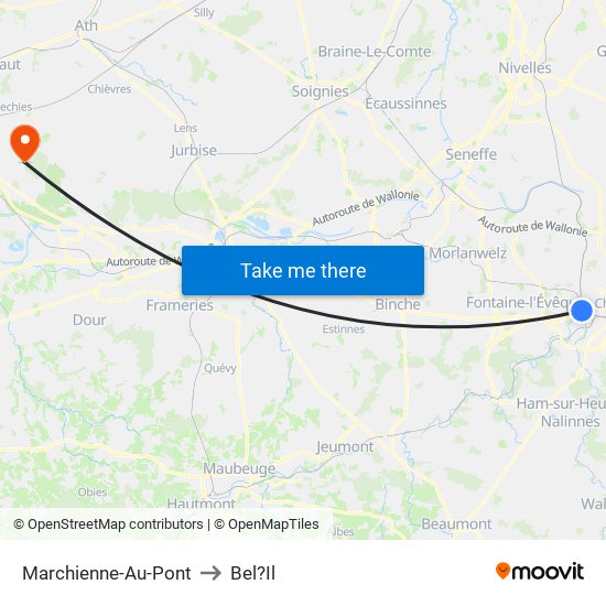 Marchienne-Au-Pont to Bel?Il map