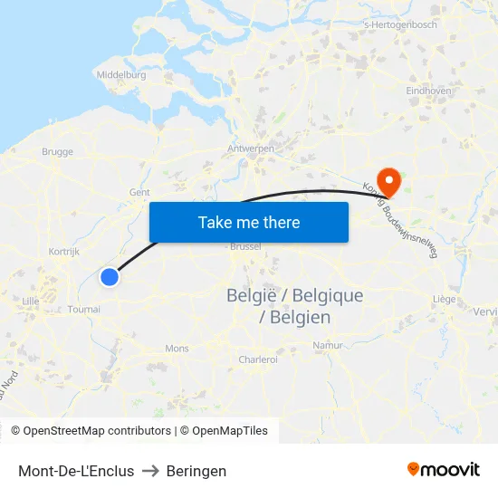 Mont-De-L'Enclus to Beringen map