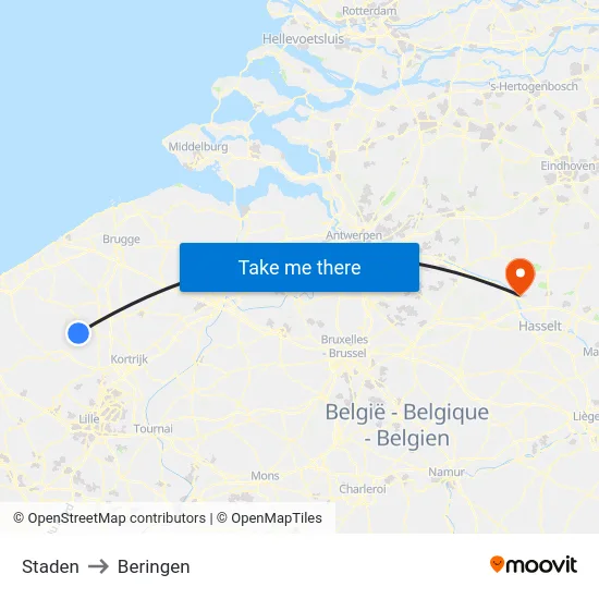 Staden to Beringen map