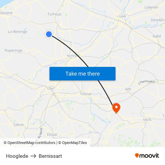 Hooglede to Bernissart map