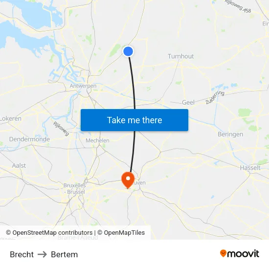 Brecht to Bertem map