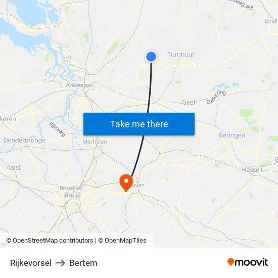 Rijkevorsel to Bertem map