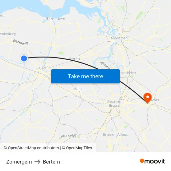 Zomergem to Bertem map