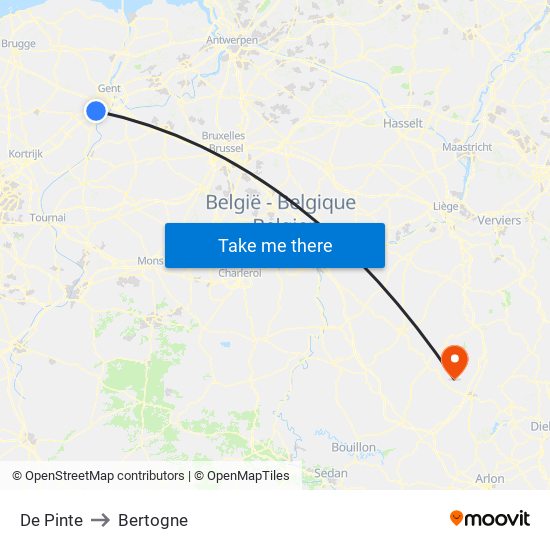 De Pinte to Bertogne map