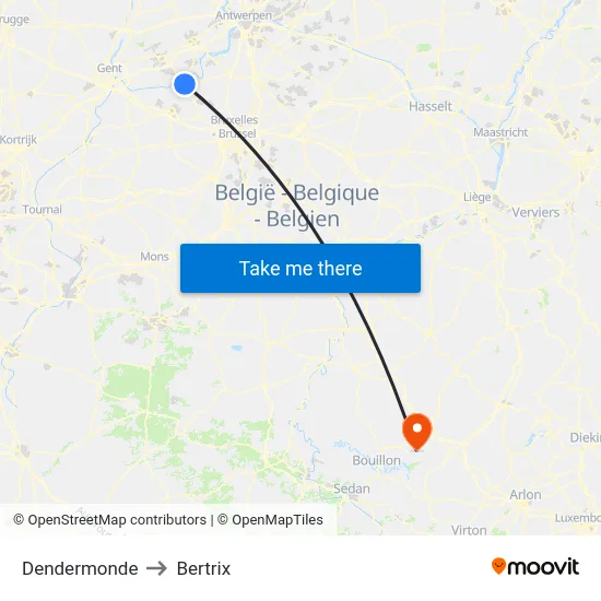 Dendermonde to Bertrix map