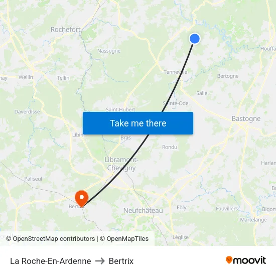 La Roche-En-Ardenne to Bertrix map