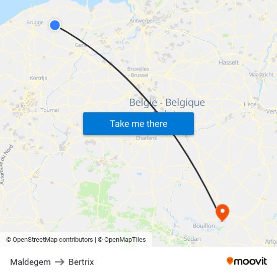 Maldegem to Bertrix map