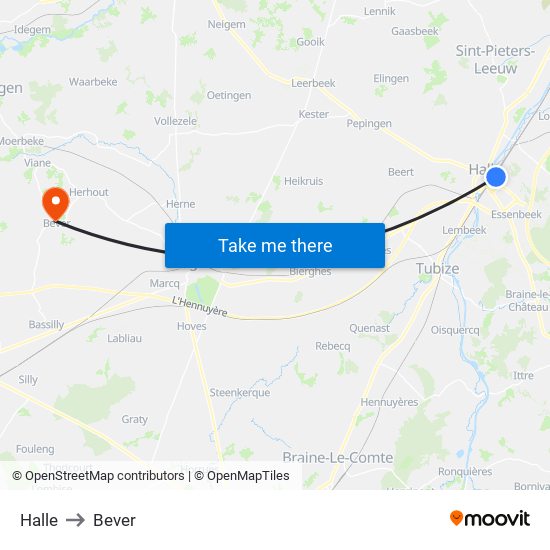 Halle to Bever map