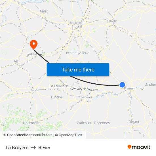 La Bruyère to Bever map
