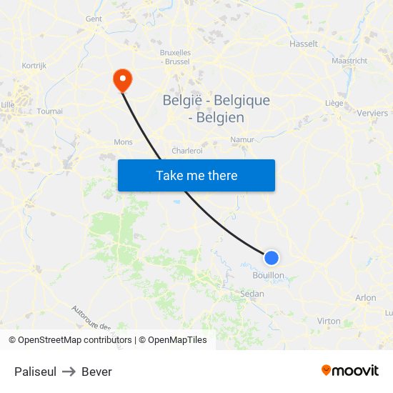 Paliseul to Bever map