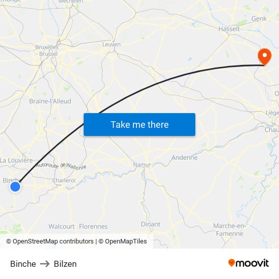 Binche to Bilzen map
