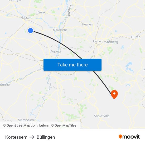 Kortessem to Büllingen map