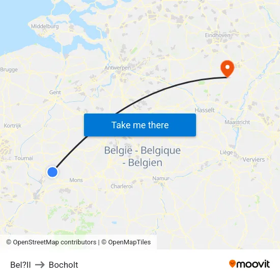 Bel?Il to Bocholt map