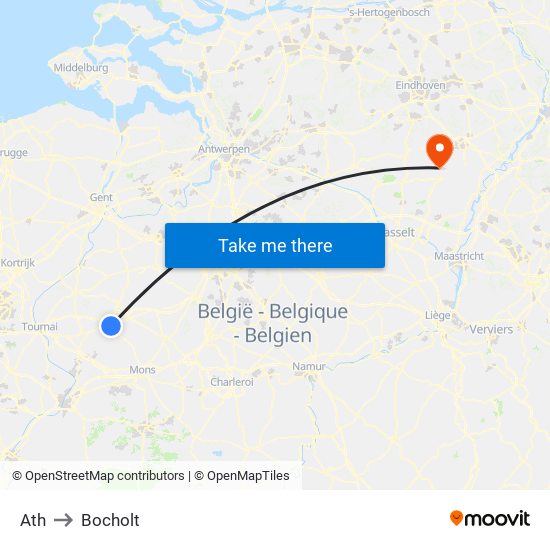 Ath to Bocholt map