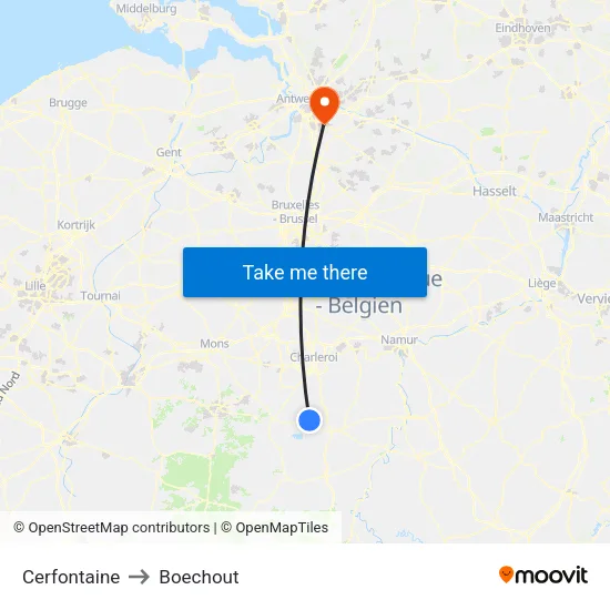 Cerfontaine to Boechout map