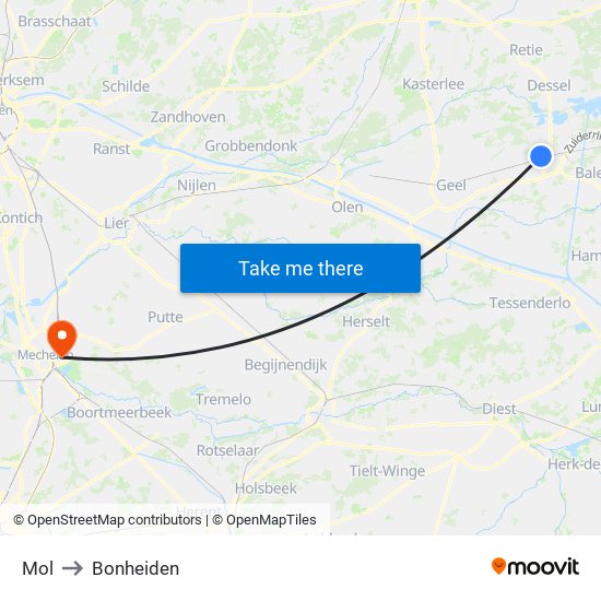 Mol to Bonheiden map