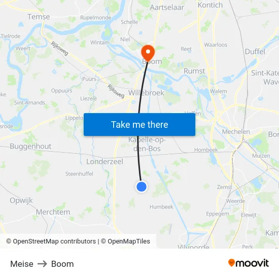 Meise to Boom map