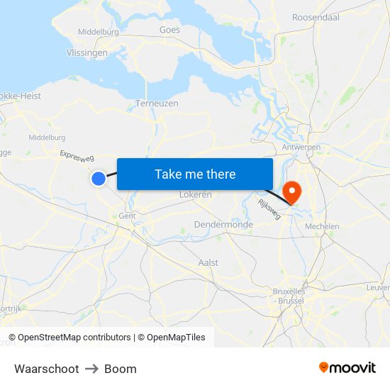 Waarschoot to Boom map