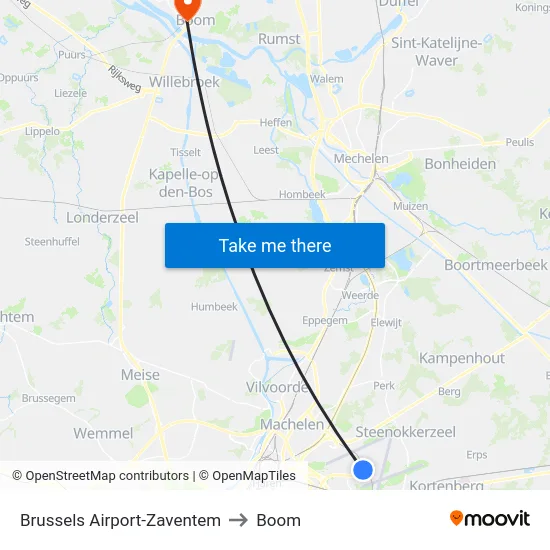 Brussels Airport-Zaventem to Boom map