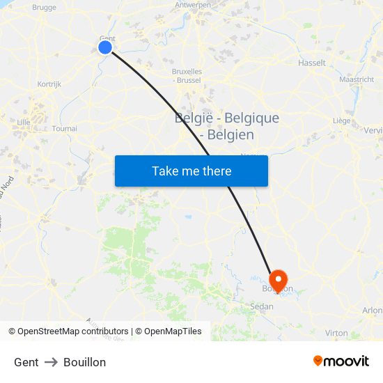 Gent to Bouillon map