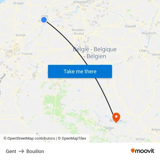 Gent to Bouillon map