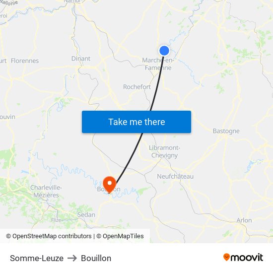 Somme-Leuze to Bouillon map