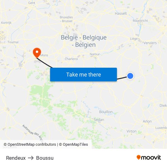 Rendeux to Boussu map