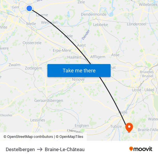 Destelbergen to Braine-Le-Château map