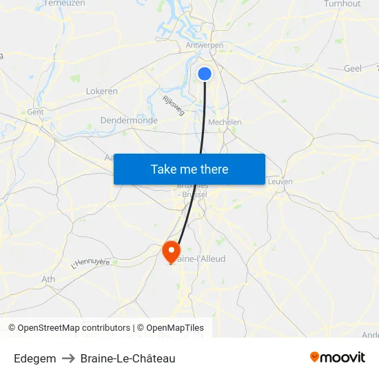 Edegem to Braine-Le-Château map