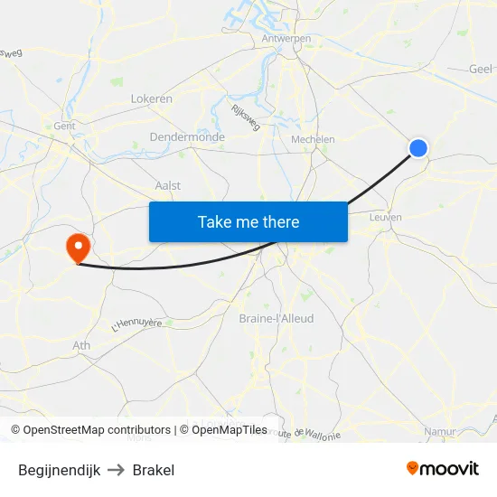 Begijnendijk to Brakel map