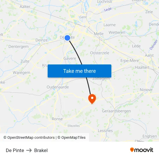 De Pinte to Brakel map