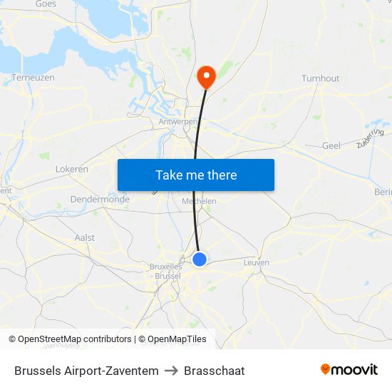 Brussels Airport-Zaventem to Brasschaat map