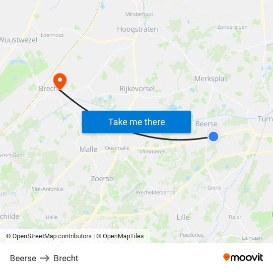 Beerse to Brecht map