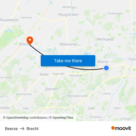 Beerse to Brecht map