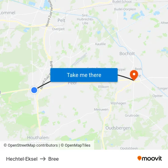 Hechtel-Eksel to Bree map