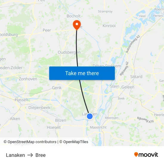 Lanaken to Bree map