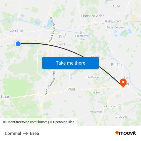 Lommel to Bree map