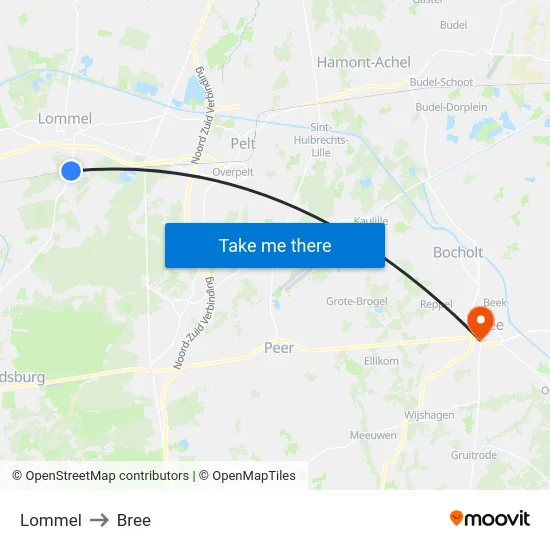 Lommel to Bree map