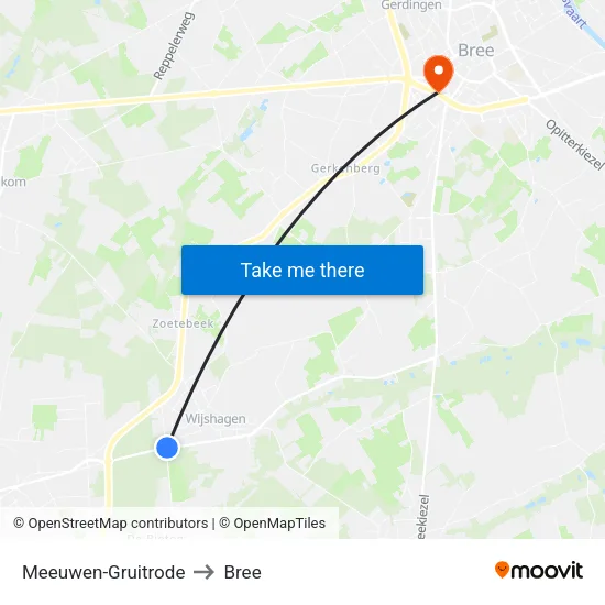 Meeuwen-Gruitrode to Bree map