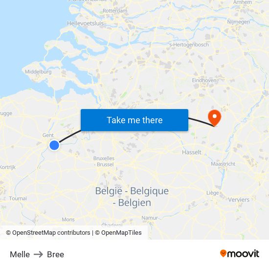 Melle to Bree map