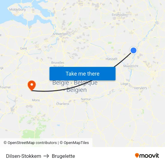 Dilsen-Stokkem to Brugelette map