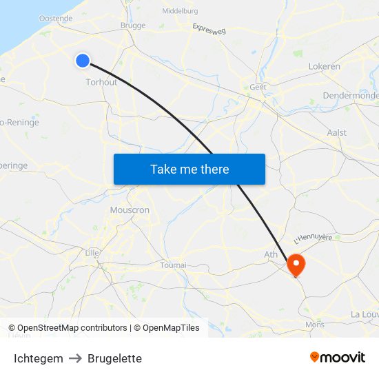 Ichtegem to Brugelette map