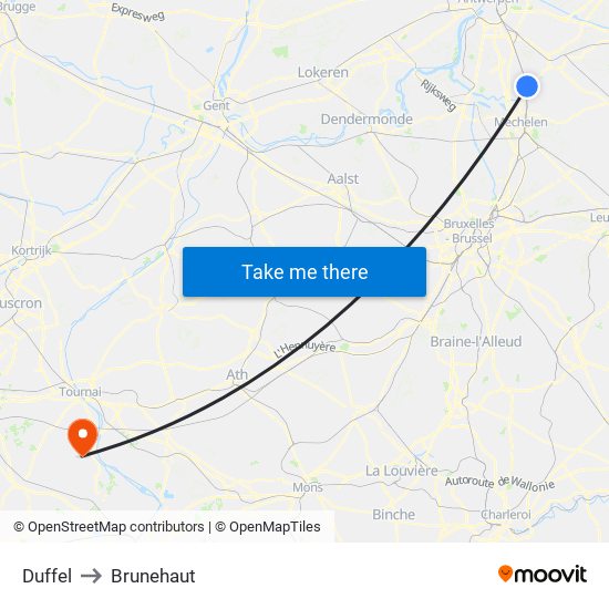 Duffel to Brunehaut map