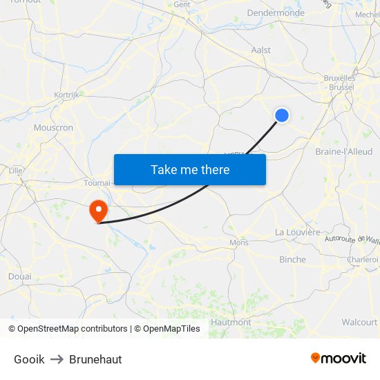 Gooik to Brunehaut map